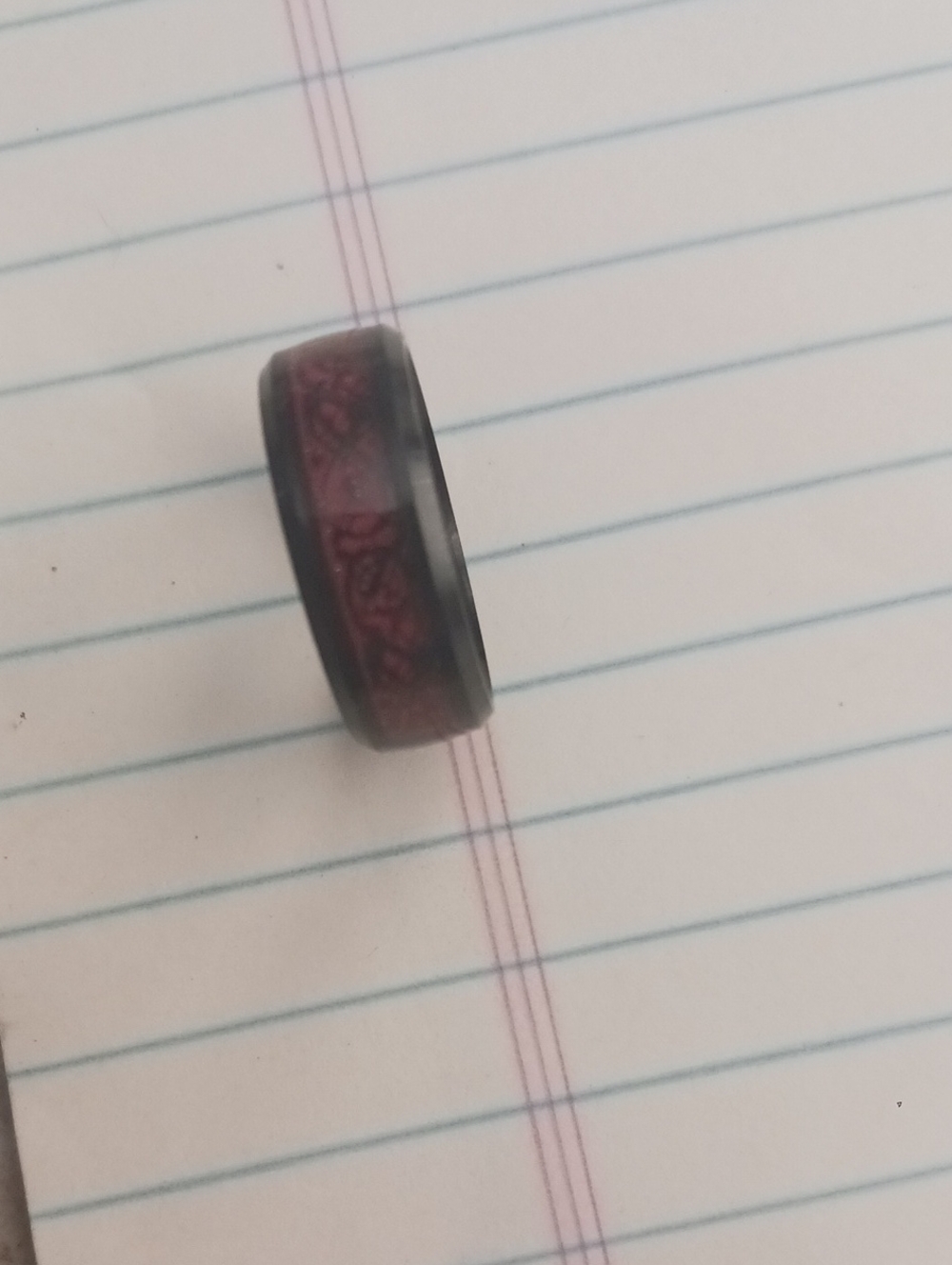 Mens red black ring size 9